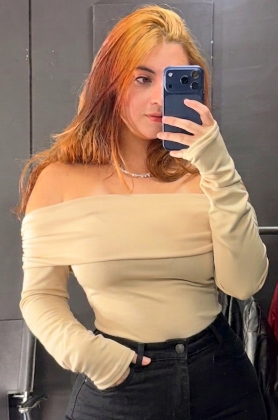 Blusa Mujer Manga Larga Cuello Bandeja