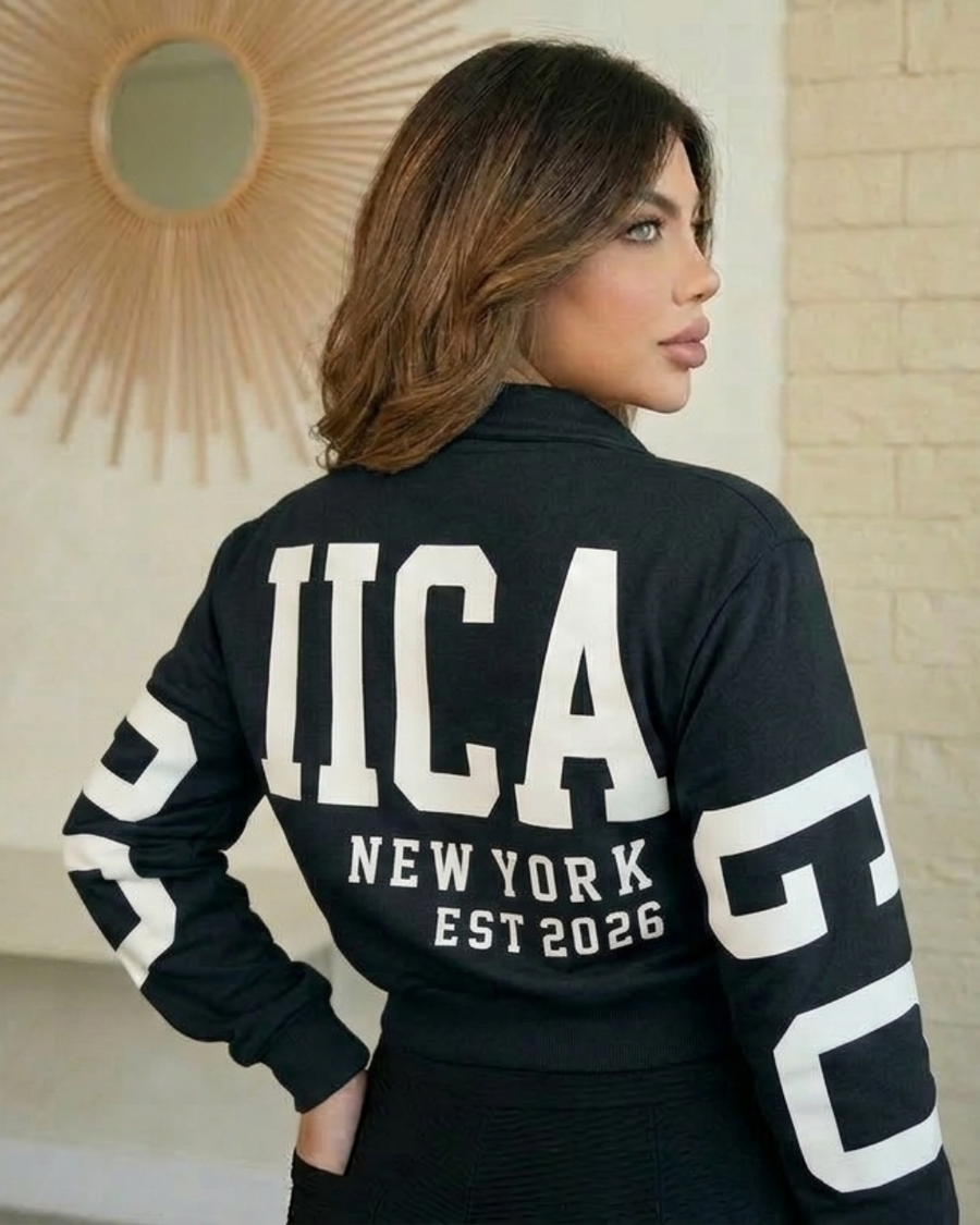 Buzo con cremallera espalda estampada con Chicago