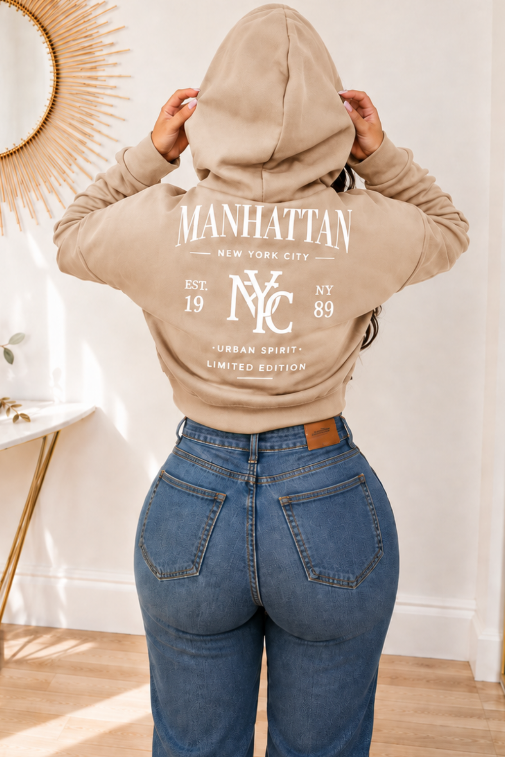 Buzo con capota y cremallera estampado para mujer