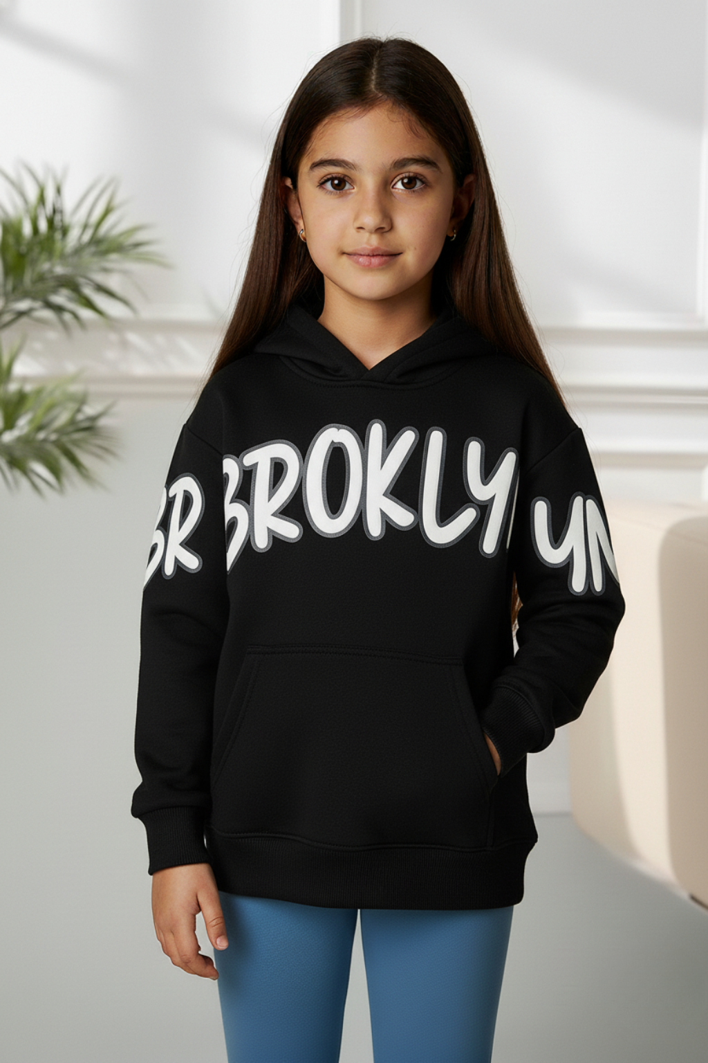 Hoddie Para Niña Con Estampado  y Capota