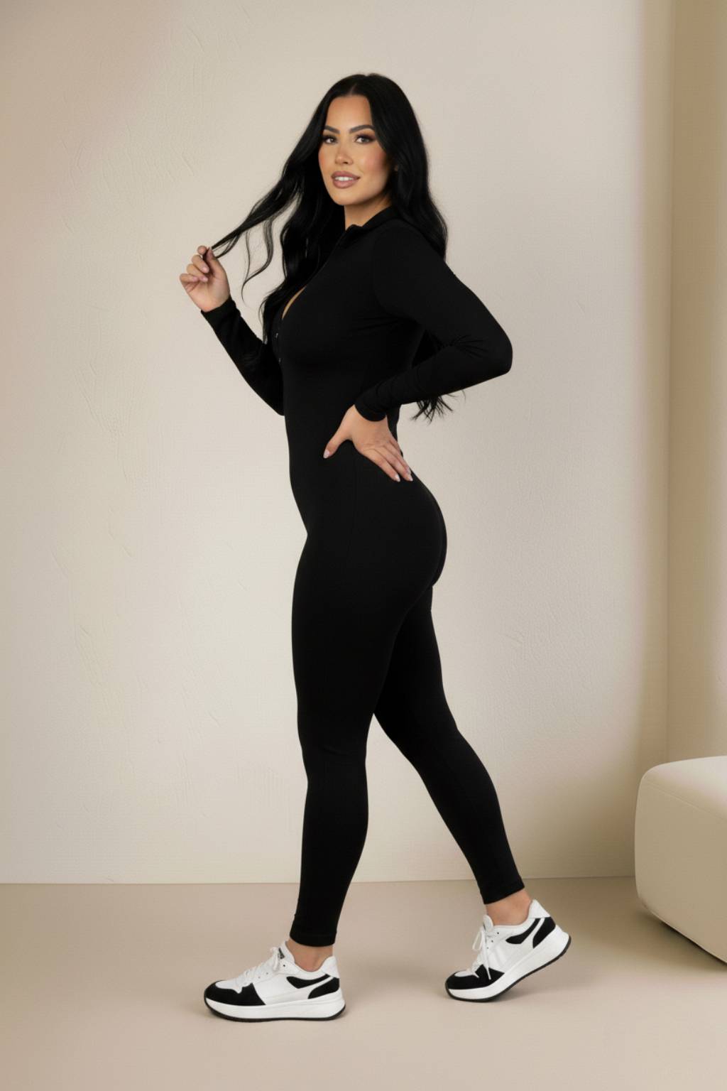 Enterizo Deportivo con Cierre Frontal Y Manga Larga