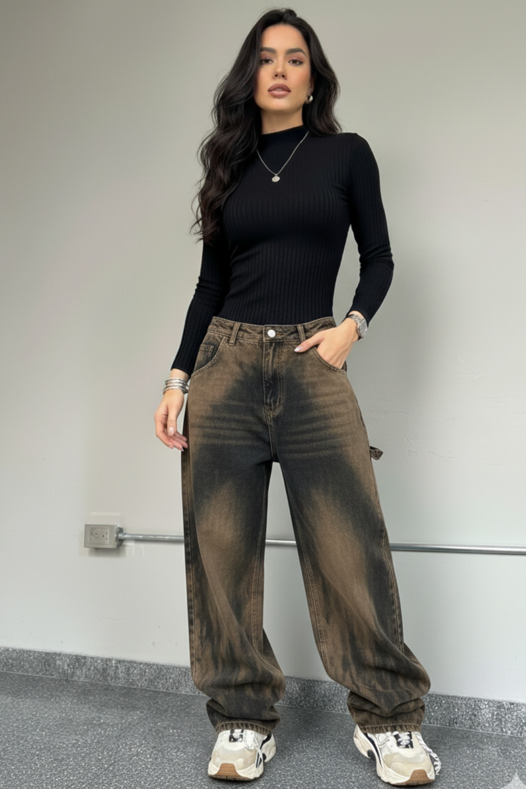 Pantalón Baggy Denim Mujer Estilo Urbano