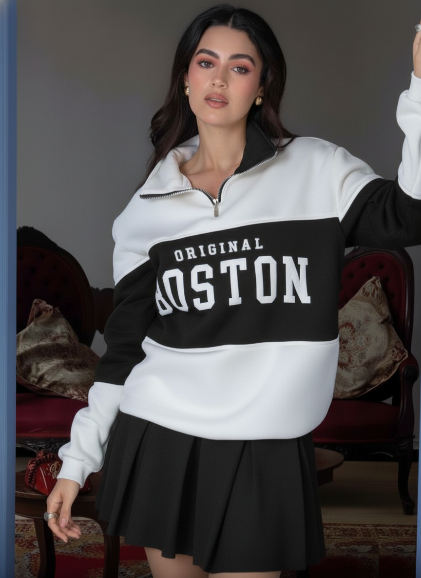 Buzo Oversize y cremallera estampado para mujer