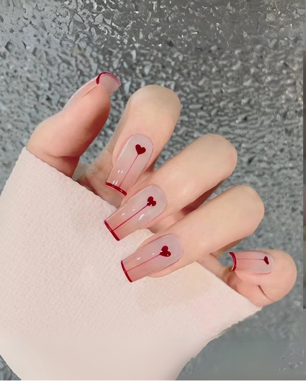 Uñas Corazon rojo