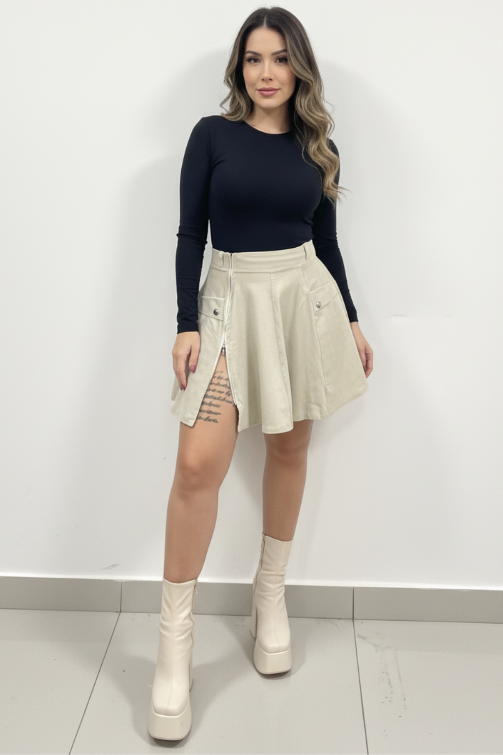 Falda corta cremallera