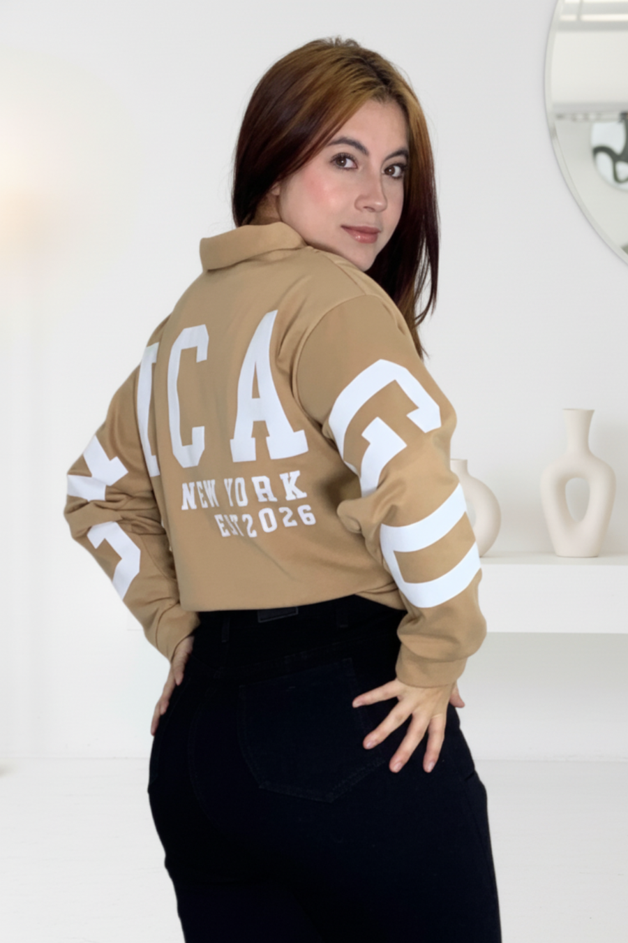 Buzo con cremallera espalda estampada