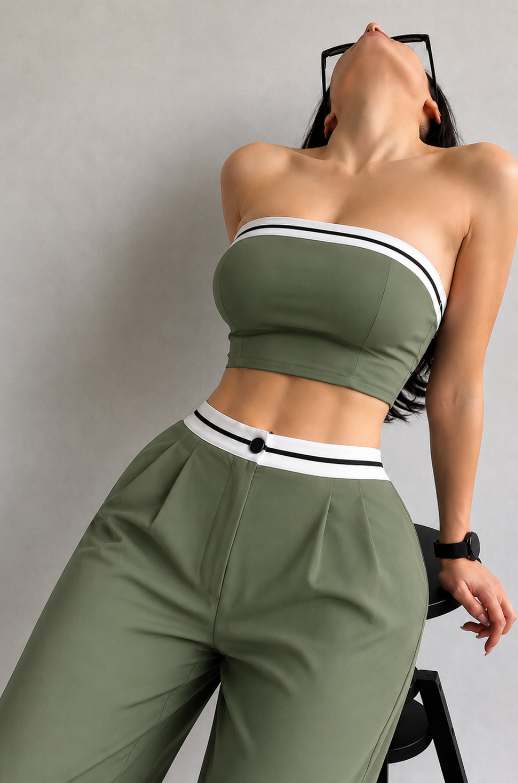 Conjunto Mujer Strapless y Pantalón
