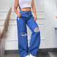 Pantalon De Jean Tiro Alto  Bota Recata