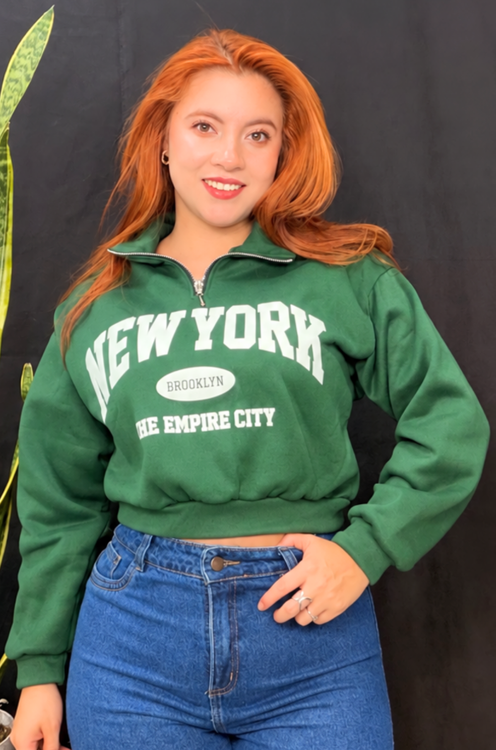 Buzo con cremallera y estampado New York