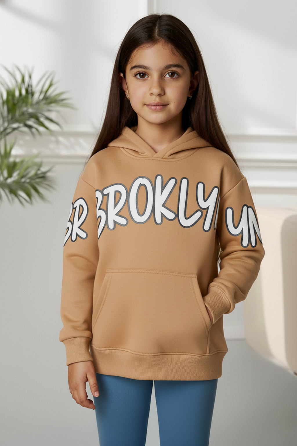 Hoddie Para Niña Con Estampado  y Capota