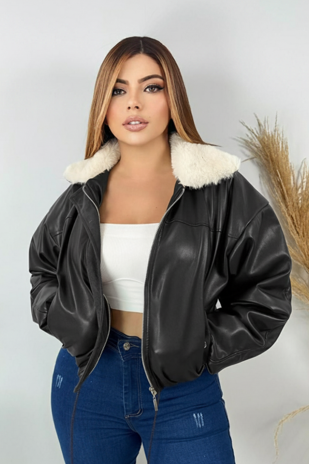 Chaqueta Aviador Cuello en Borrego