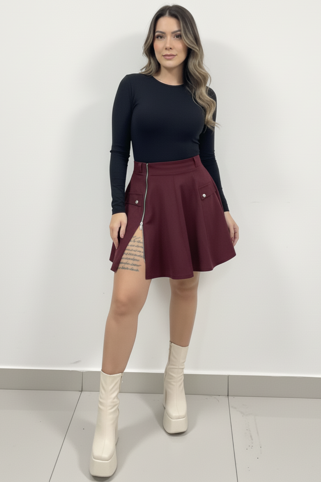 Falda corta cremallera