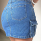Falda De Jean Cargo Tiro Alto