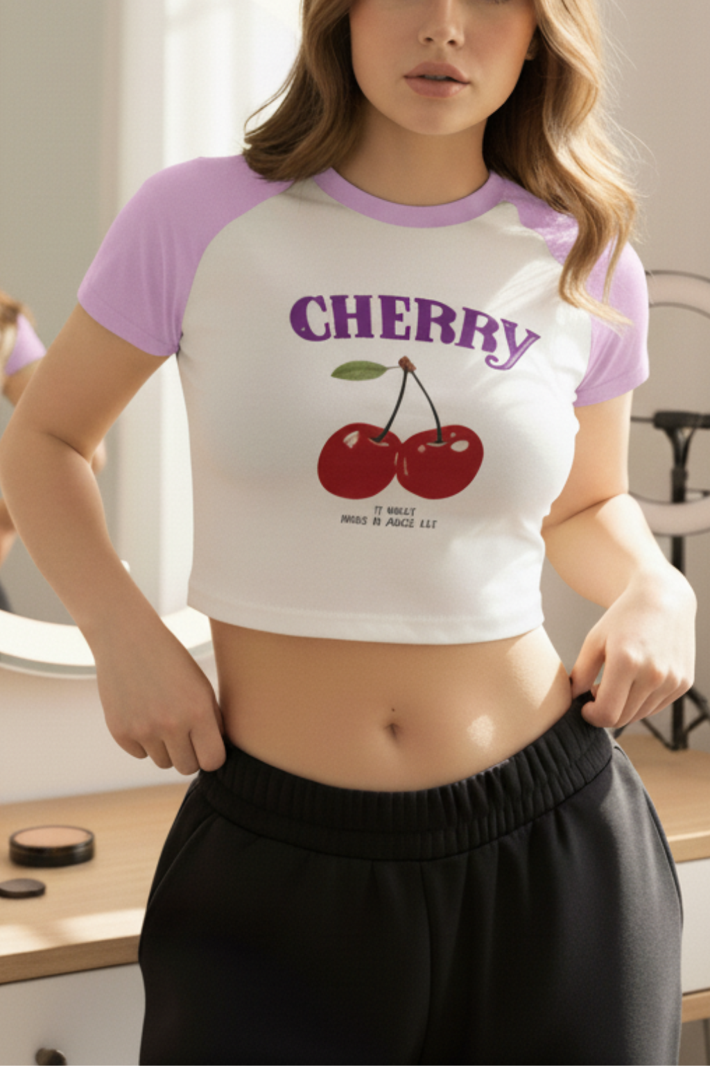 Conjunto Blusa Cherry y Falda Plisada