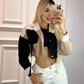 Chaqueta Clasica Para Mujer Combinada  En Gamuza