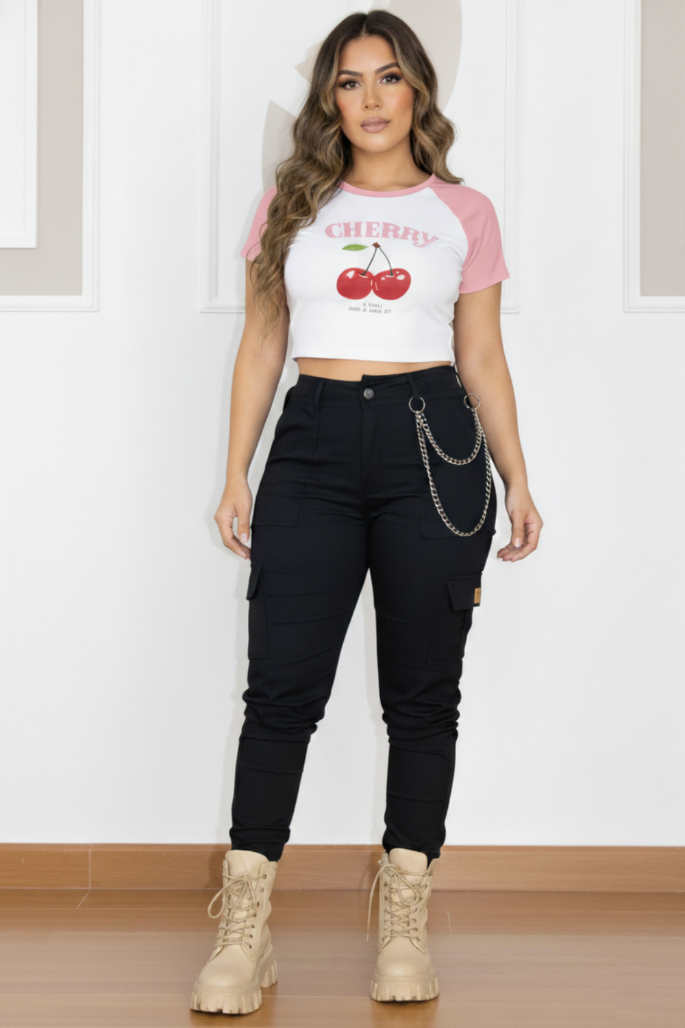 Conjunto Blusa estampada y Pantalon Cargo