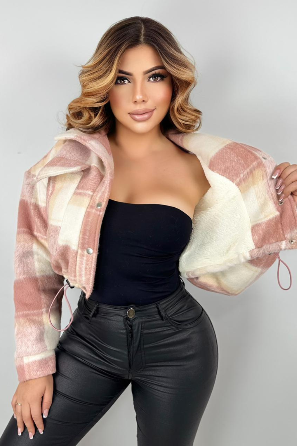 Chaqueta Cargo a  Cuadros De Mujer