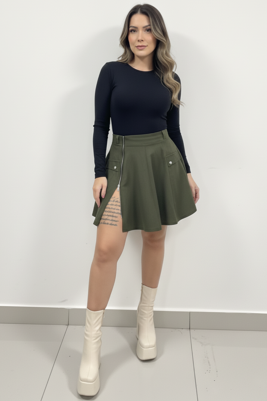 Falda corta cremallera