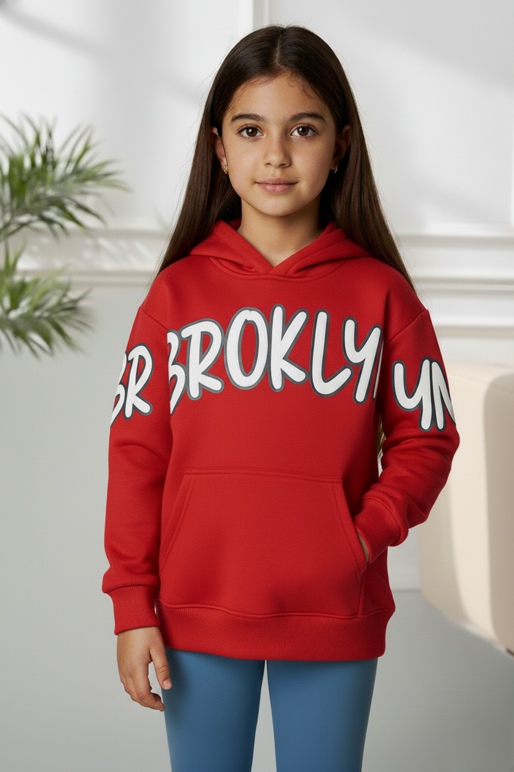 Hoddie Para Niña Con Estampado  y Capota