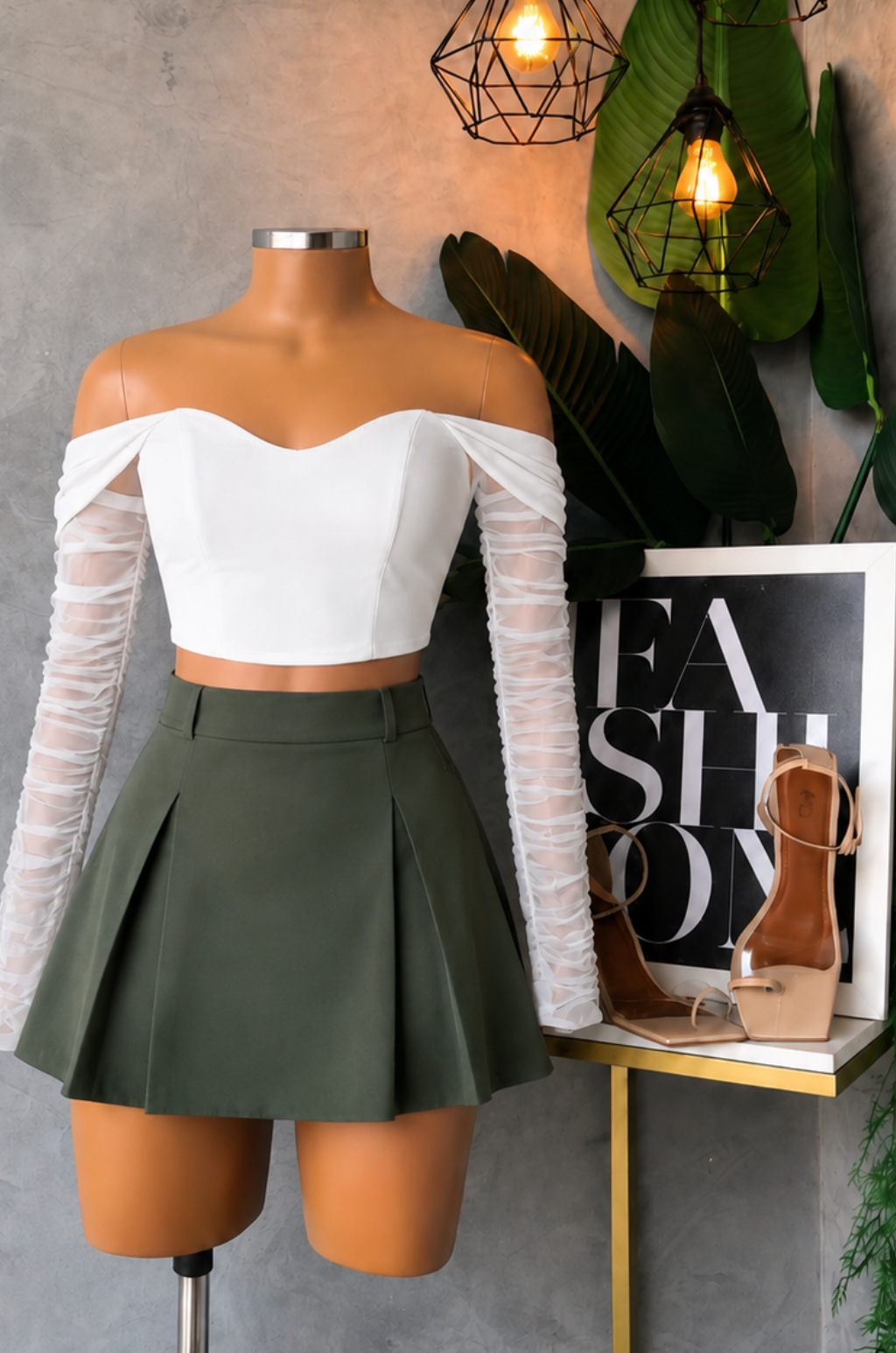 Conjunto de Falda Prenses + Corsette Manga Larga