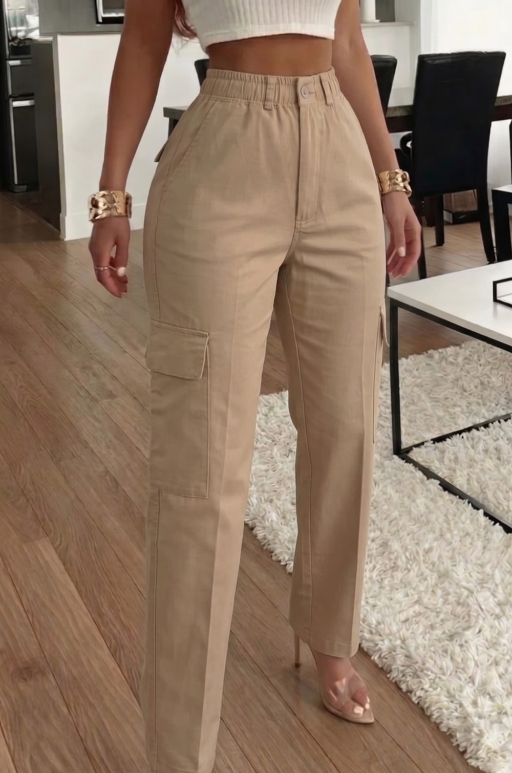 Pantalon Bota recta estilo cargo