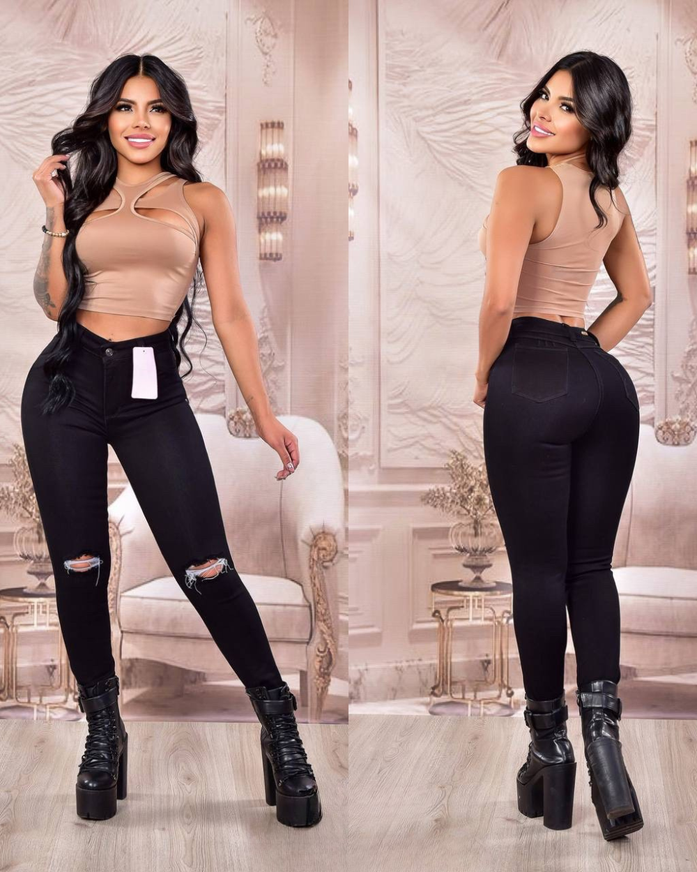 Pantalon De Skinny Jean destroyer Col