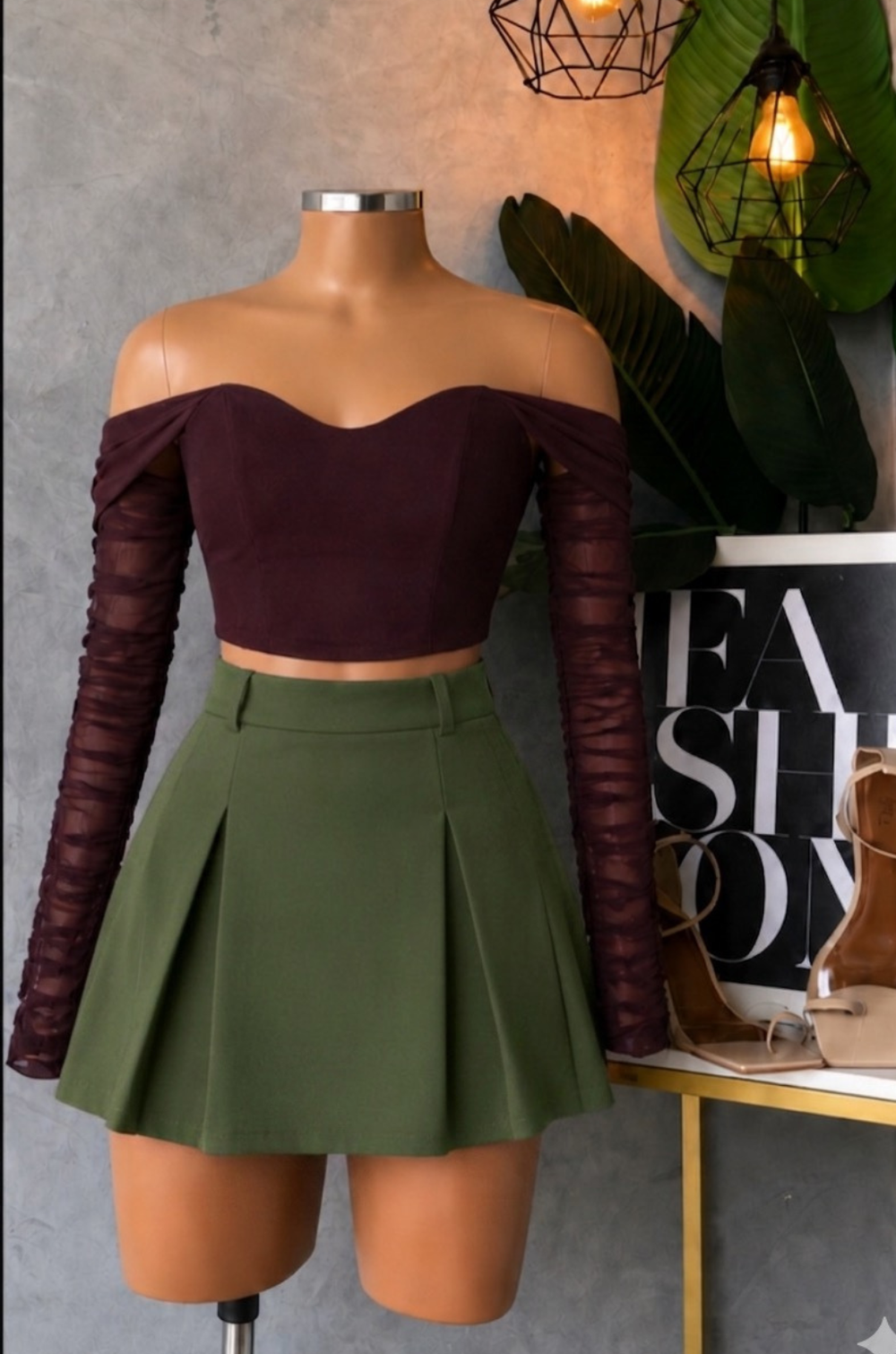 Conjunto de Falda Prenses + Corsette Manga Larga