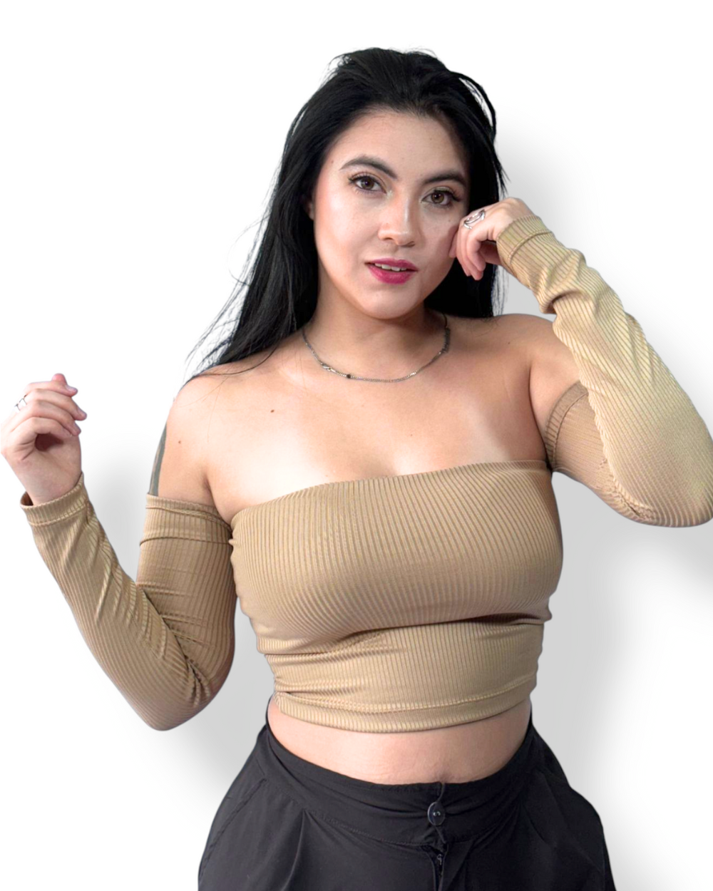 Conjunto Blusa Cuello Bandeja y Falda larga