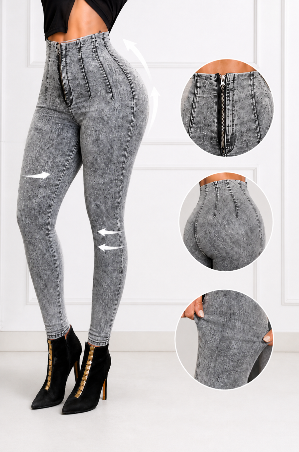 Jean control abdomen mujer tiro alto skinny unicolor