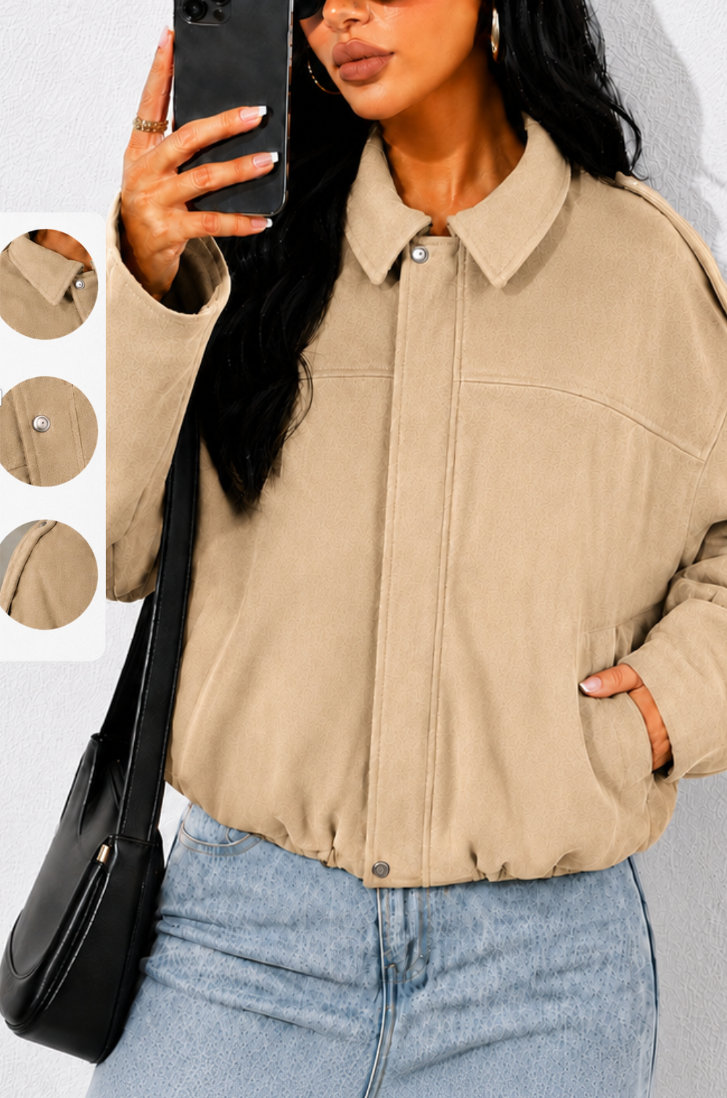 Chaqueta En Gamuza Para Mujer Estelo Oversize