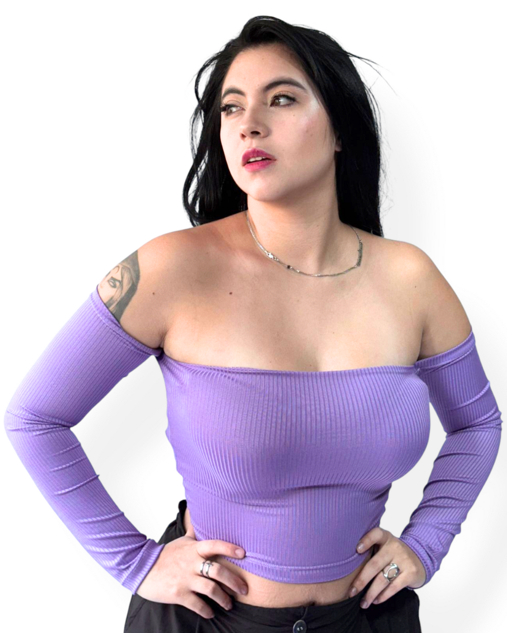 Conjunto Blusa Cuello Bandeja y Falda larga