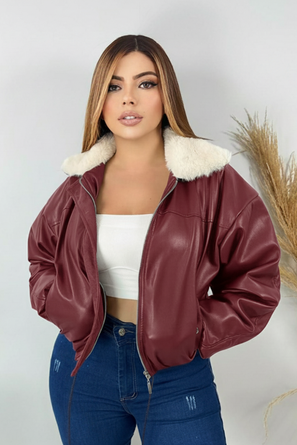 Chaqueta Aviador Cuello en Borrego