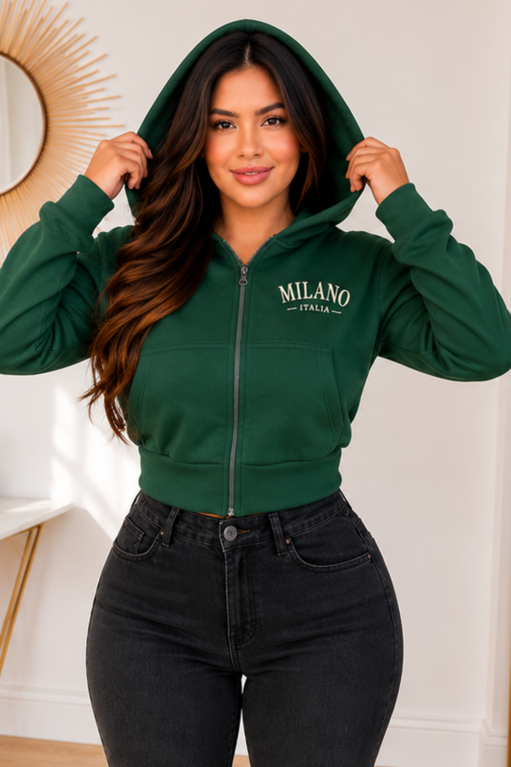 Buzo con capota y cremallera estampado  Milano
