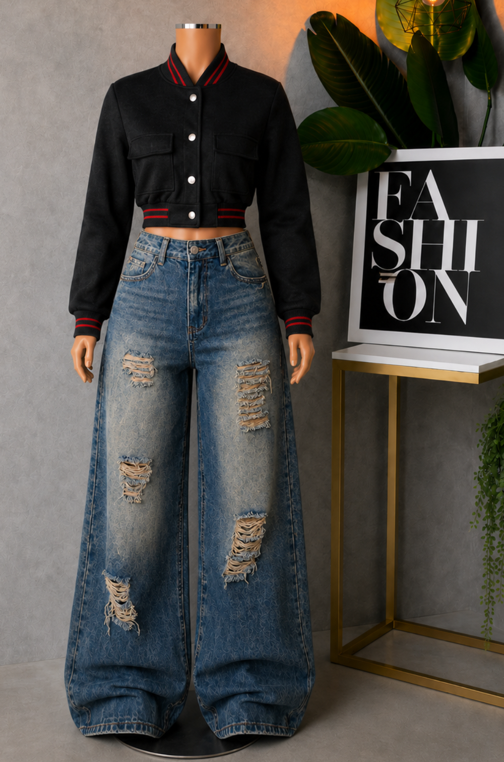 Conjunto Jean Baggi + Chaqueta Beisbolera