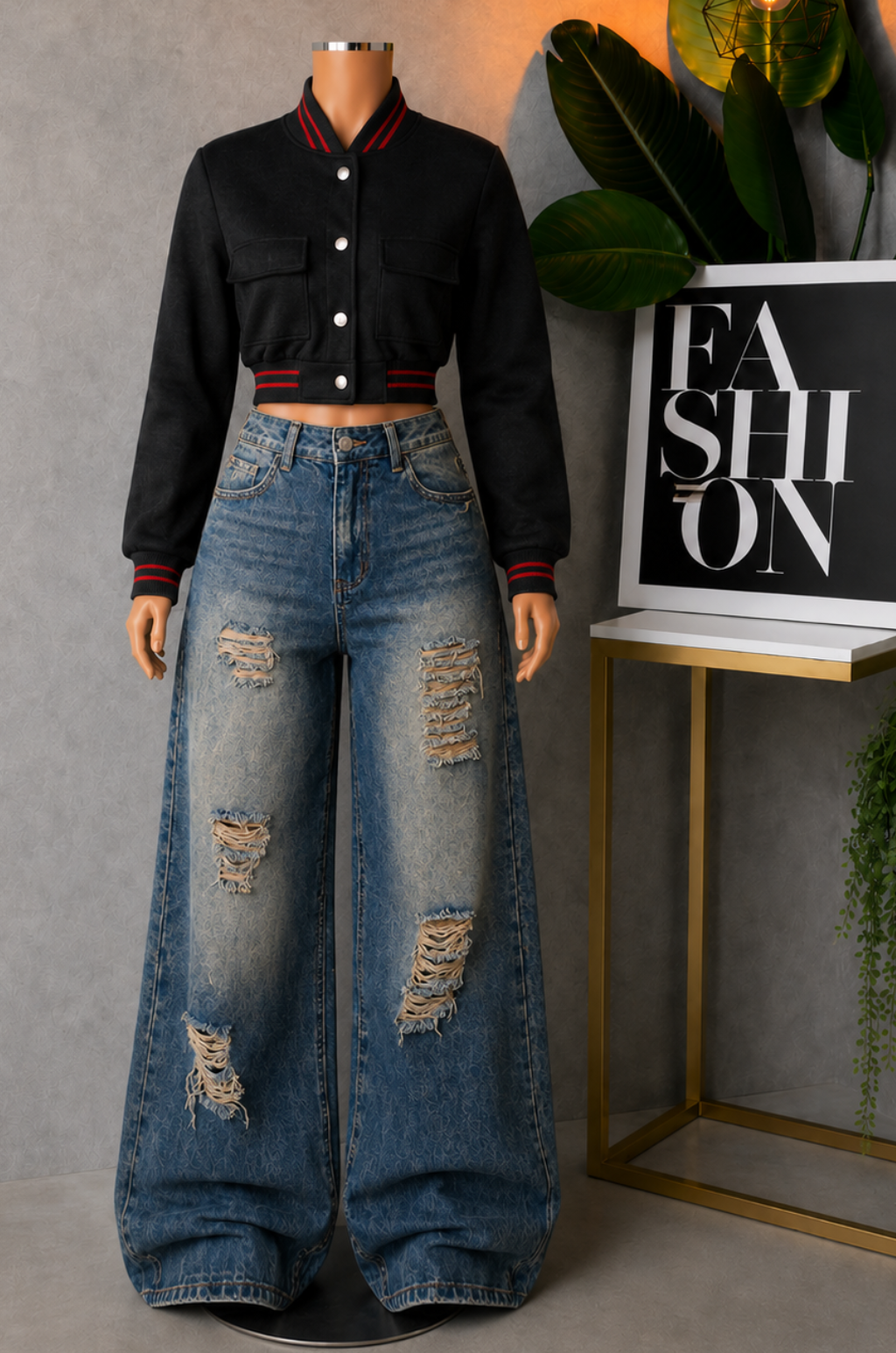 Conjunto Jean Baggi + Chaqueta Beisbolera