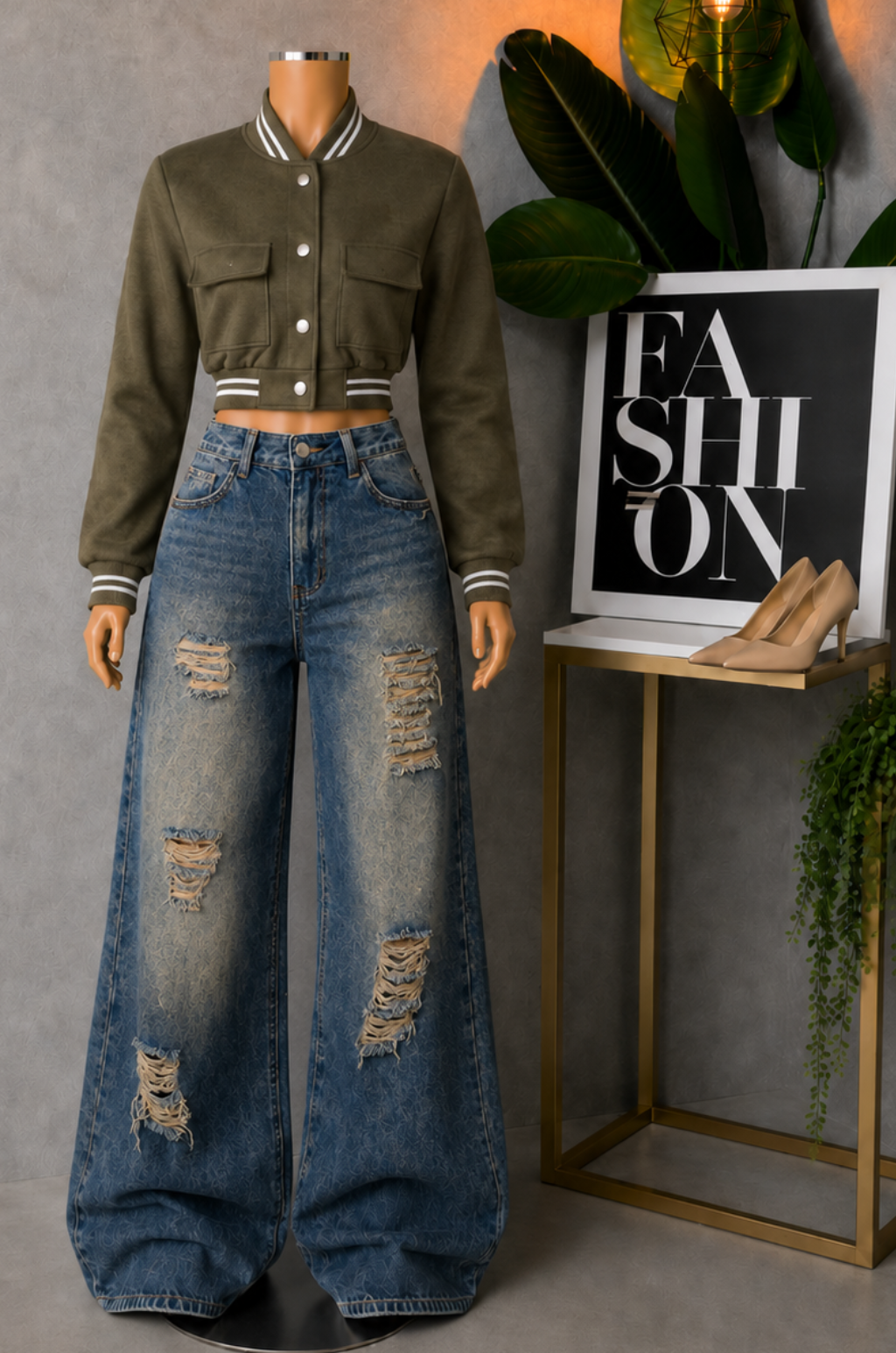 Conjunto Jean Baggi + Chaqueta Beisbolera