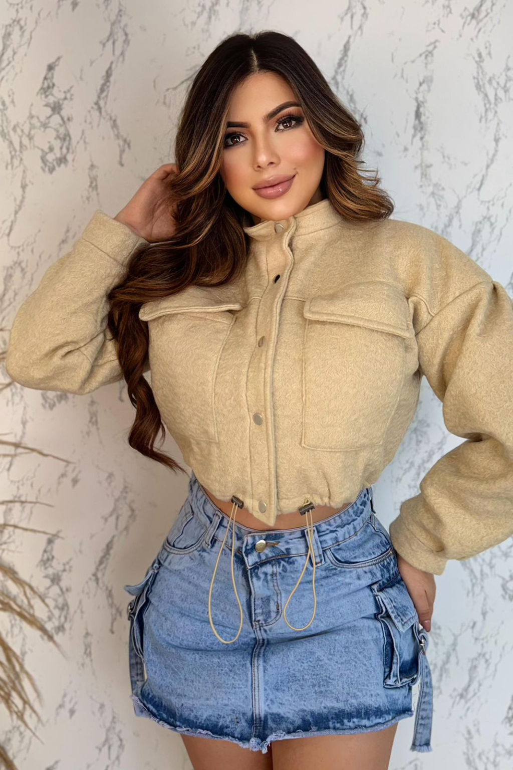 Chaqueta Clasica Para Mujer Estilo Cargo en Paño