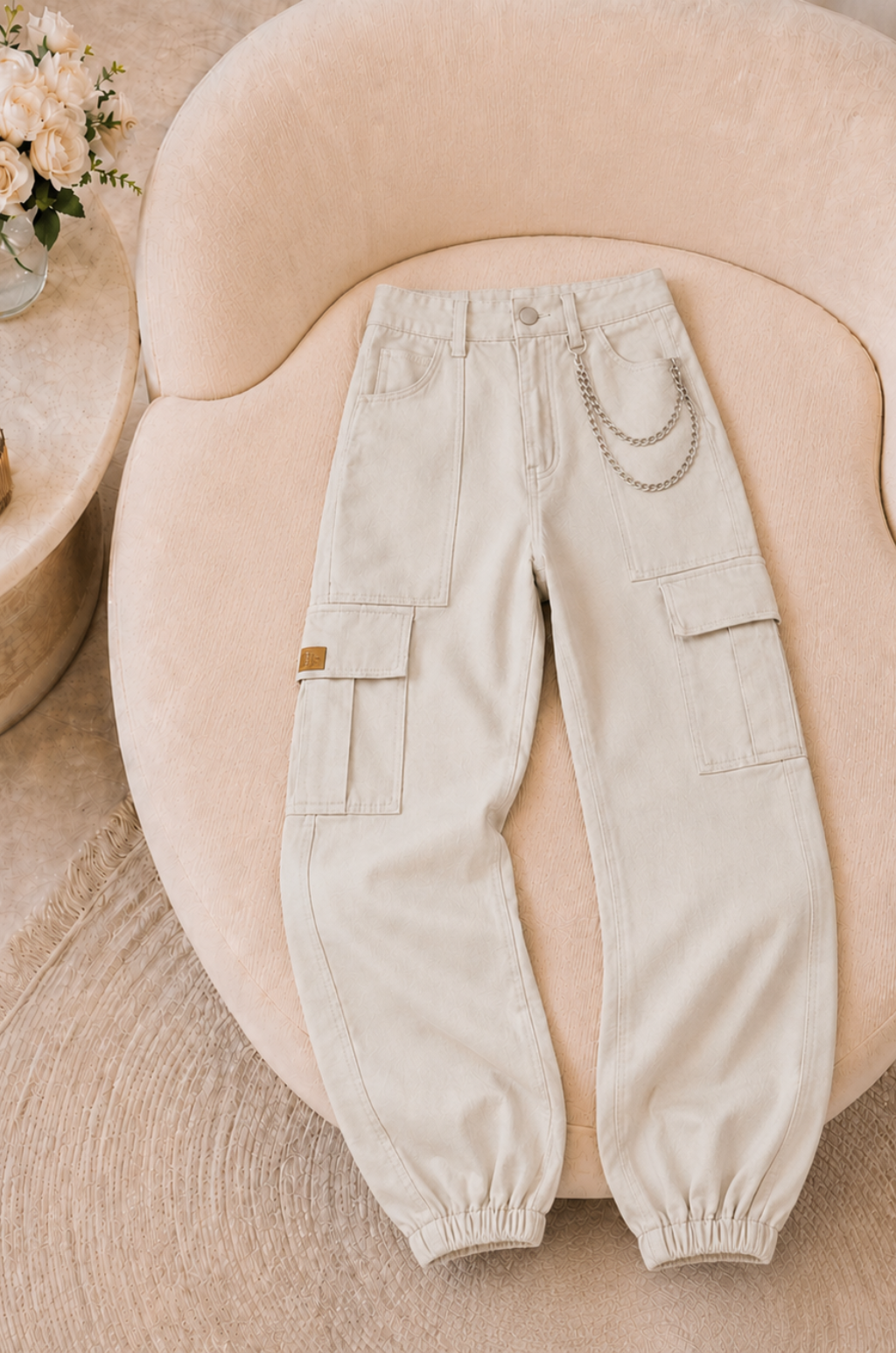 Conjunto de Chaqueta Chamarra + Pantalon Cargo + Blusa cuello Alto