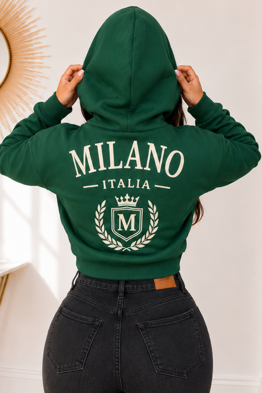 Buzo con capota y cremallera estampado  Milano