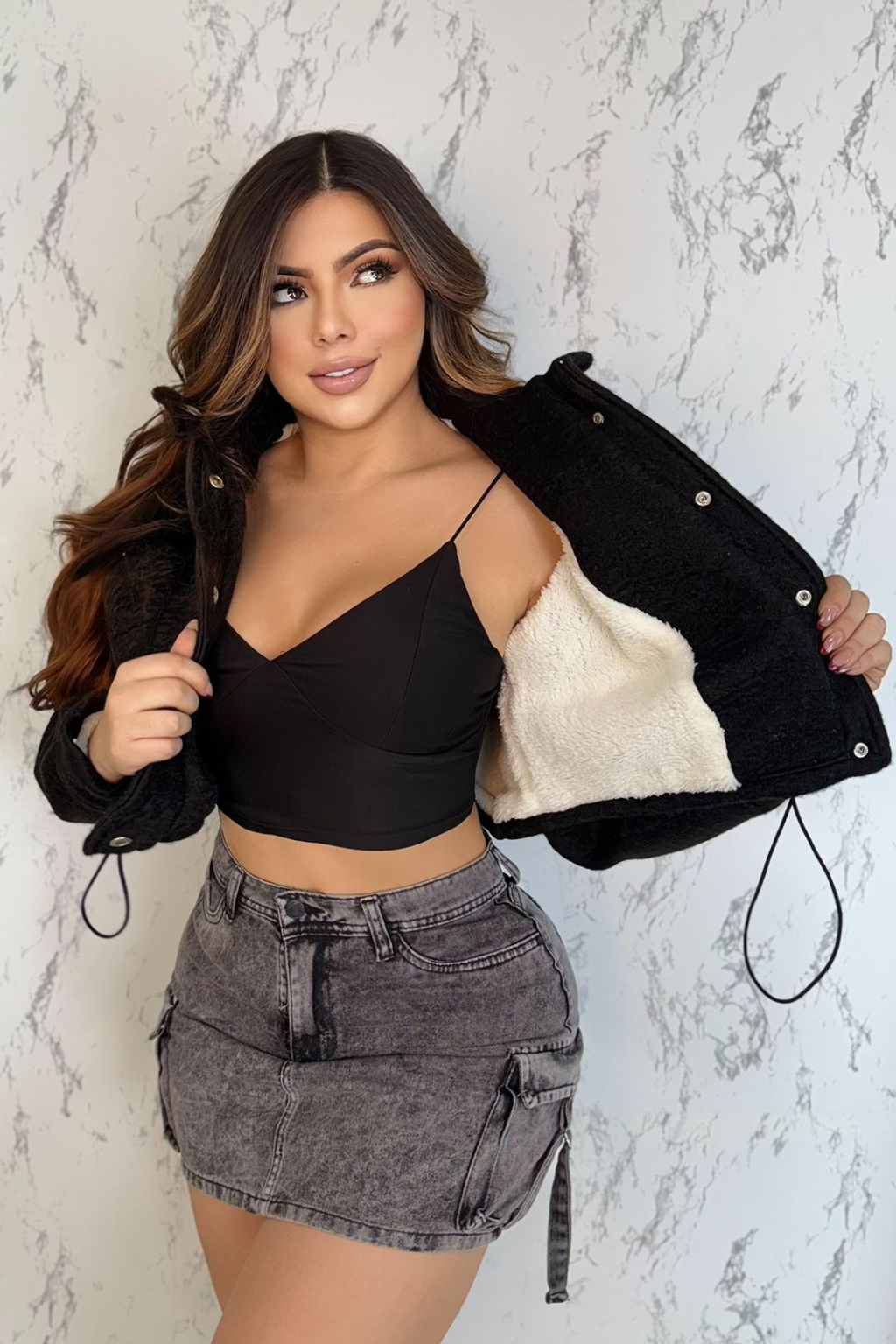 Chaqueta Clasica Para Mujer Estilo Cargo en Paño