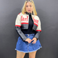 Chaqueta tipo Chamarra estampada en cuero sintetico