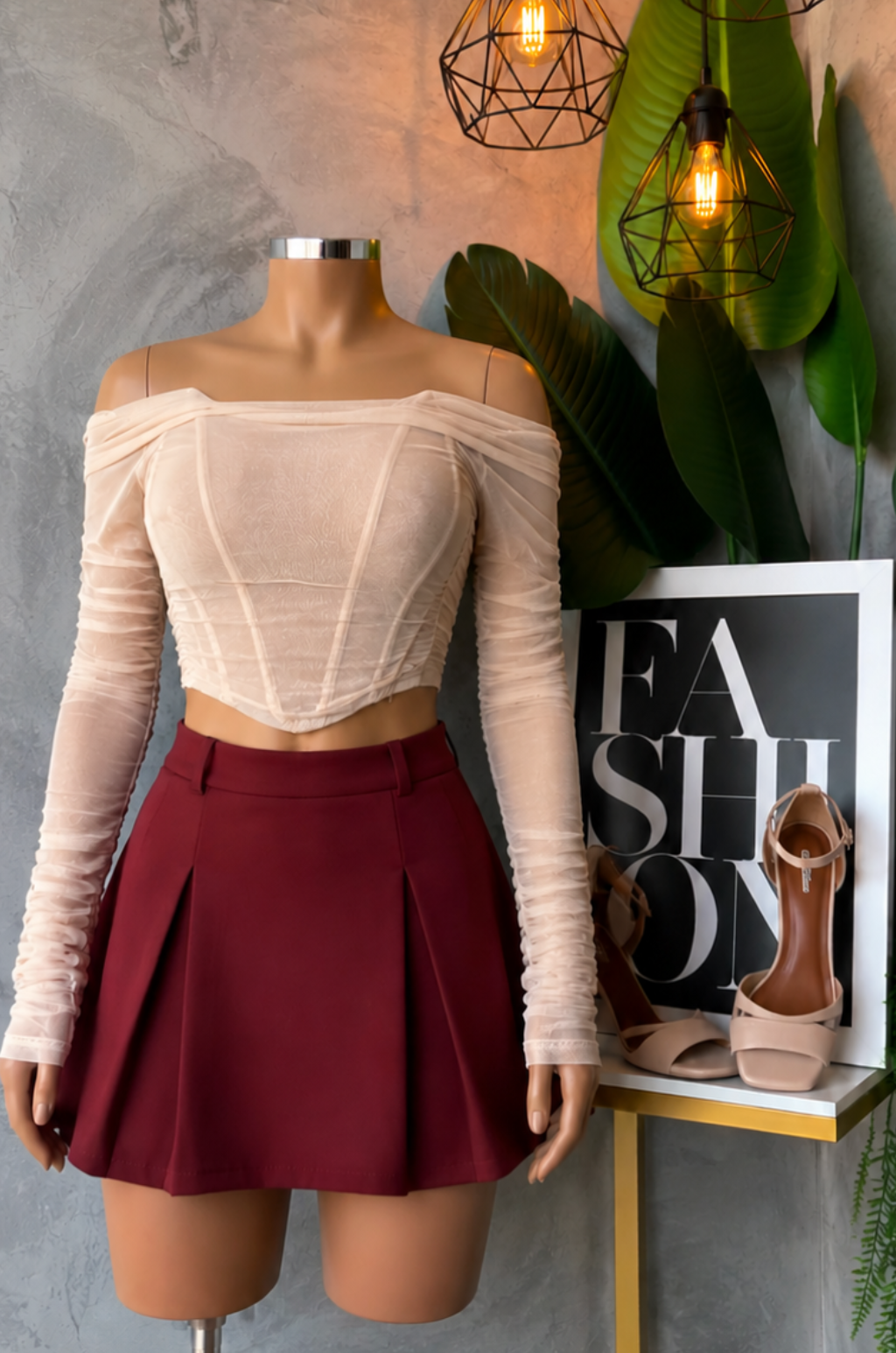 Conjunto de Falda Prenses + Corsette Manga Larga
