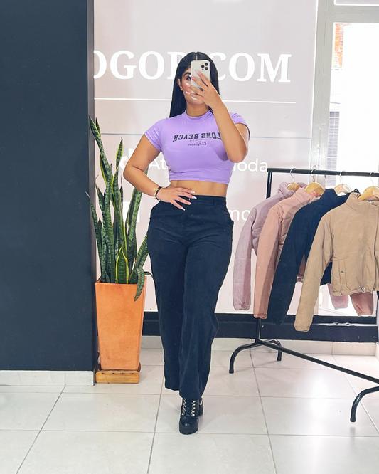 Crop top manga corta estampada