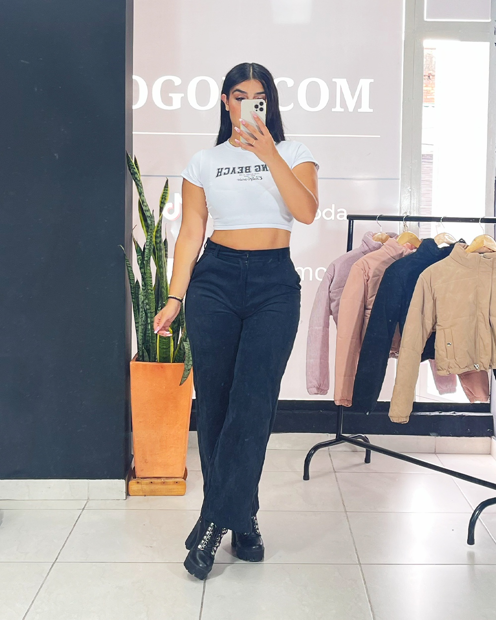 Crop top manga corta estampada