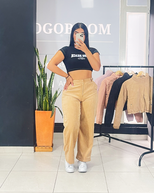 Crop top manga corta estampada