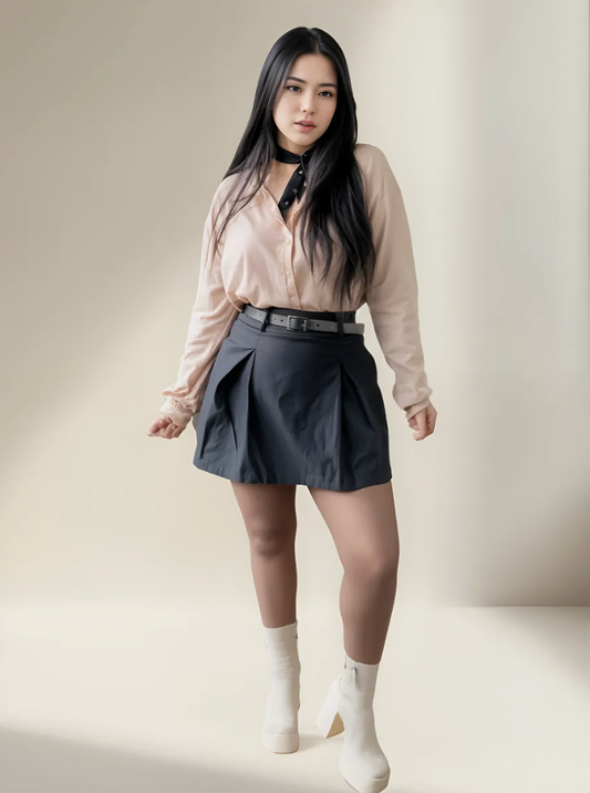 Conjunto Camisa semiformal y Falda Corta Plisada