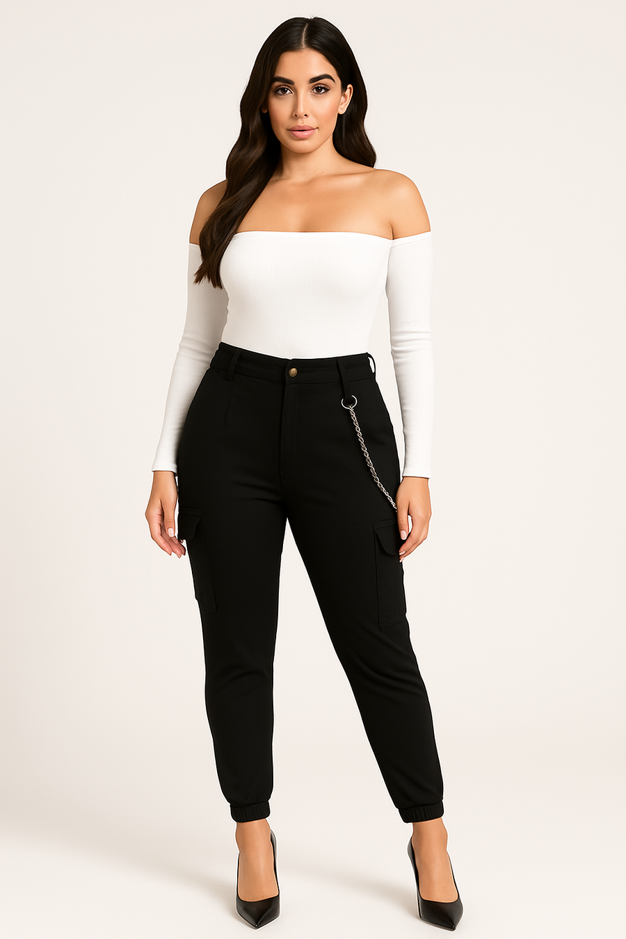 Pantalón con Bolsillos laterales tipo cargo de Mujer