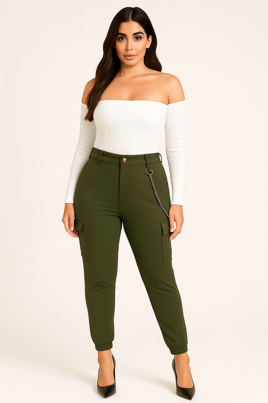 Pantalón con Bolsillos laterales tipo cargo de Mujer