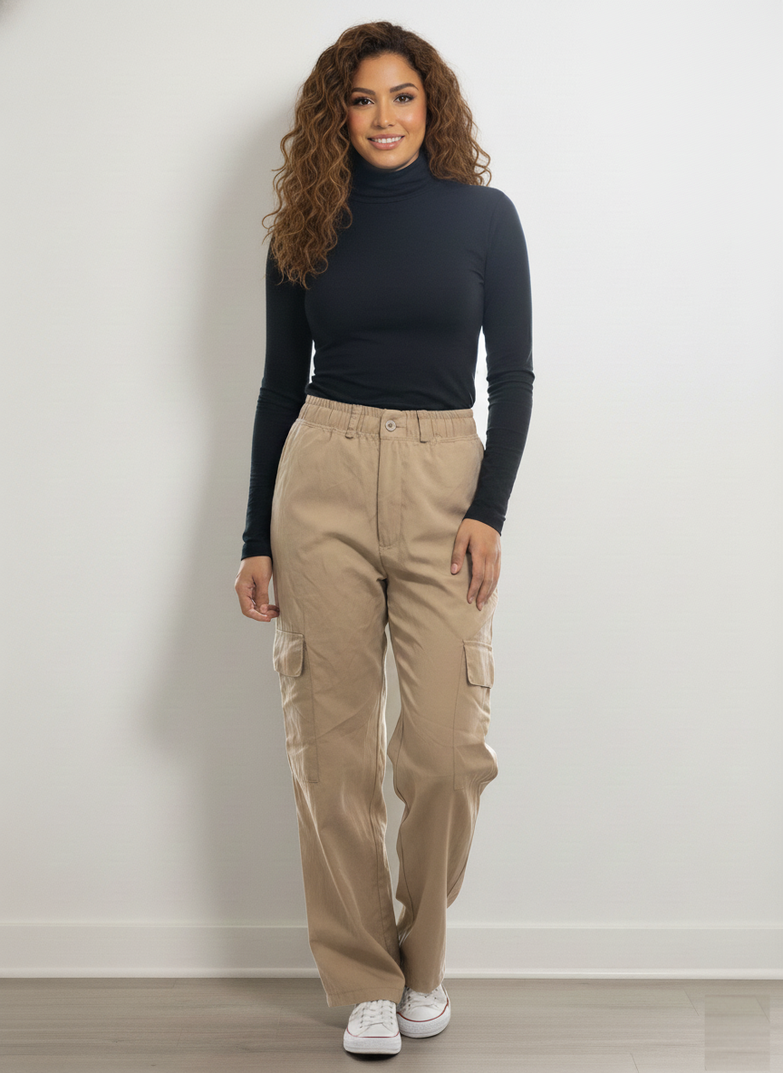 Pantalon Bota recta estilo cargo