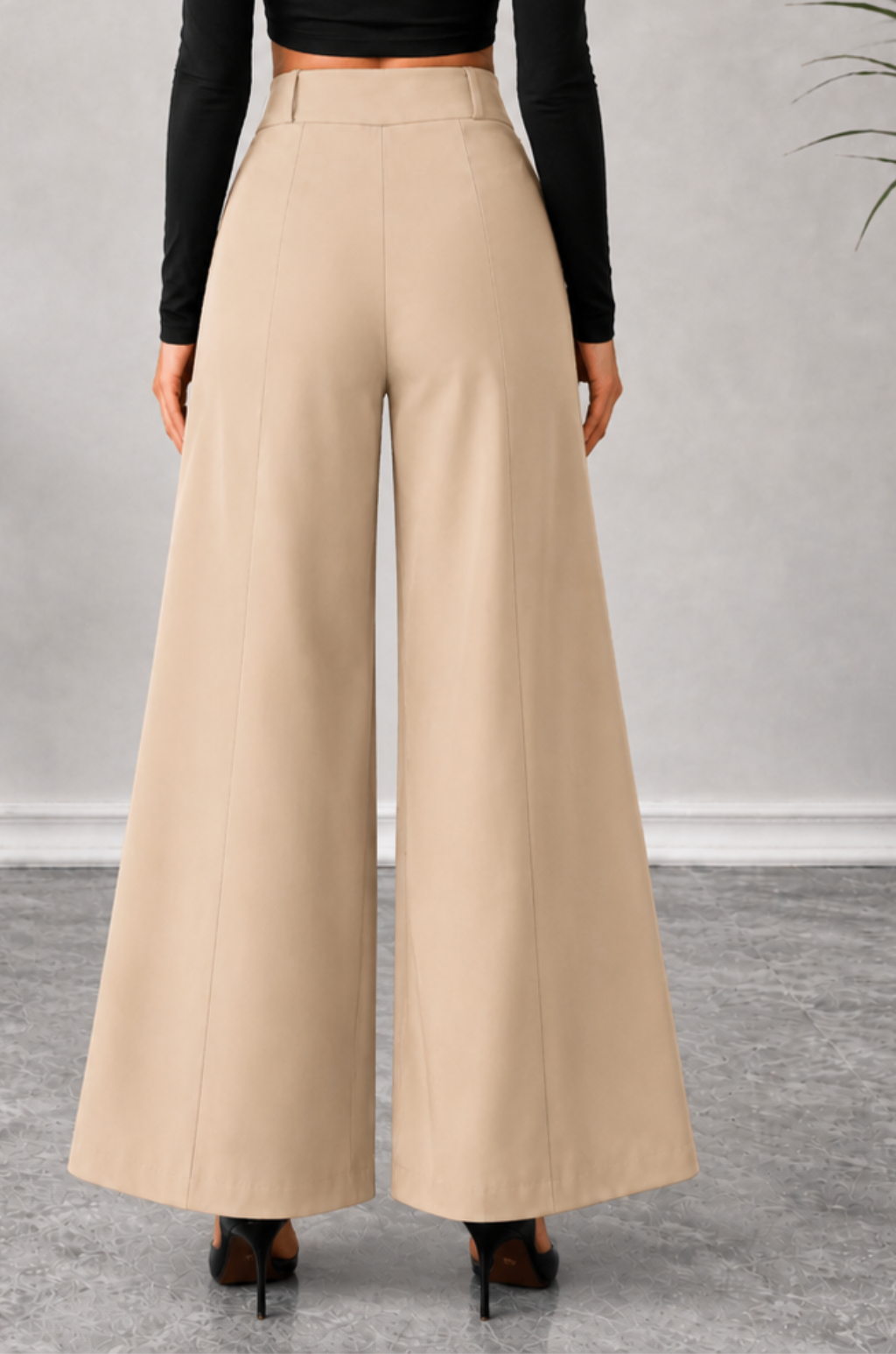 Pantalon Palazo  De Tiro Alto Para Mujer
